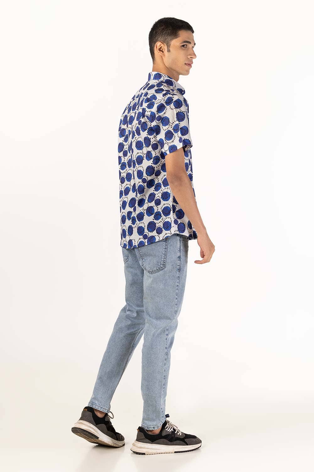 Navy White Printed Casual Shirt CS-PRT22-003